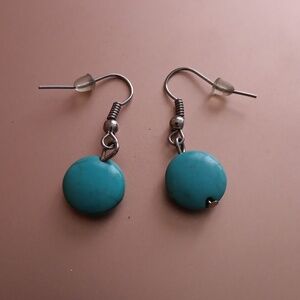 CAROLEE Genuine Turquoise Smartie Drops Shepherds Hook Earrings